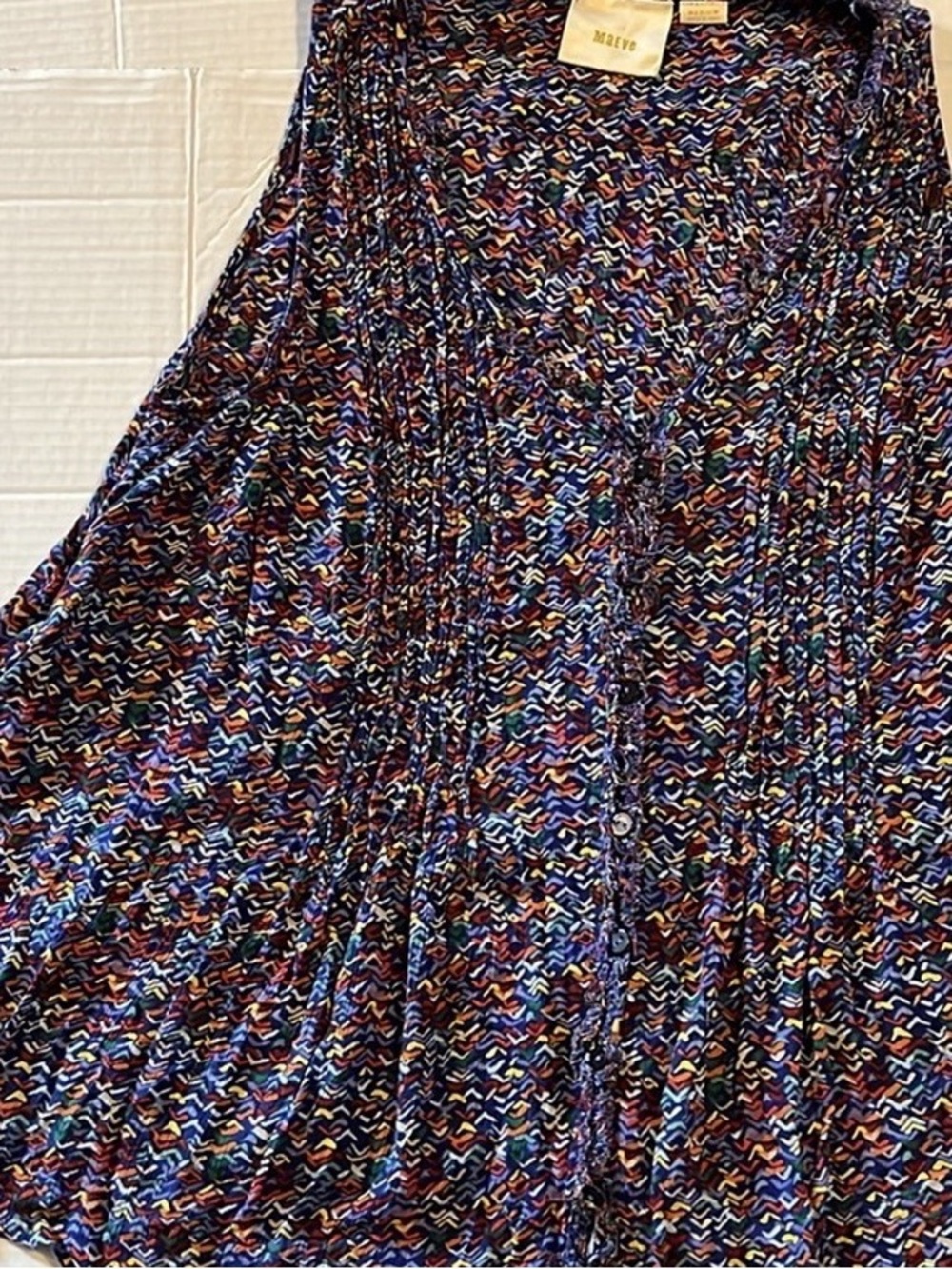Maeve Multicolor Chevron Circle Skater Skirt — Blue, Purple, Orange, Black
